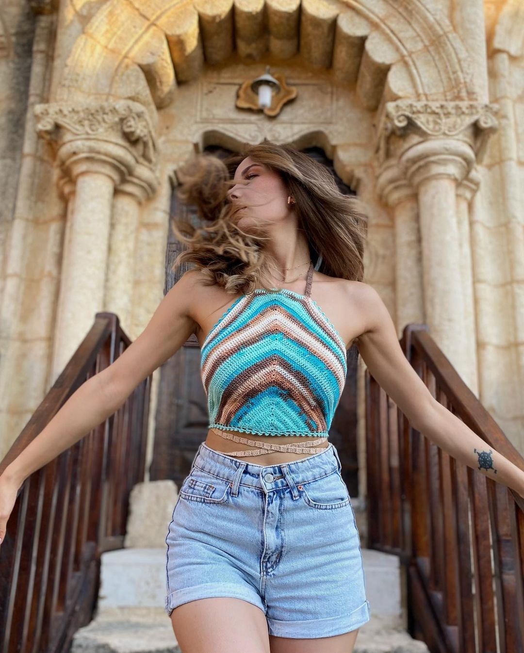 Handmade Turkuaz Crop