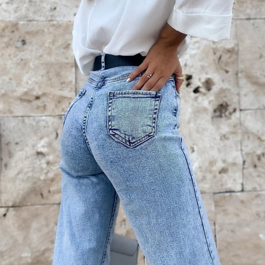 Buz Mavisi Wide Leg Jean - Görsel 4