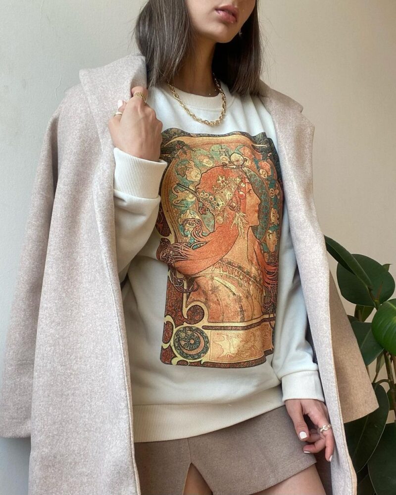 Baskılı Ekru Sweatshirt - Görsel 2