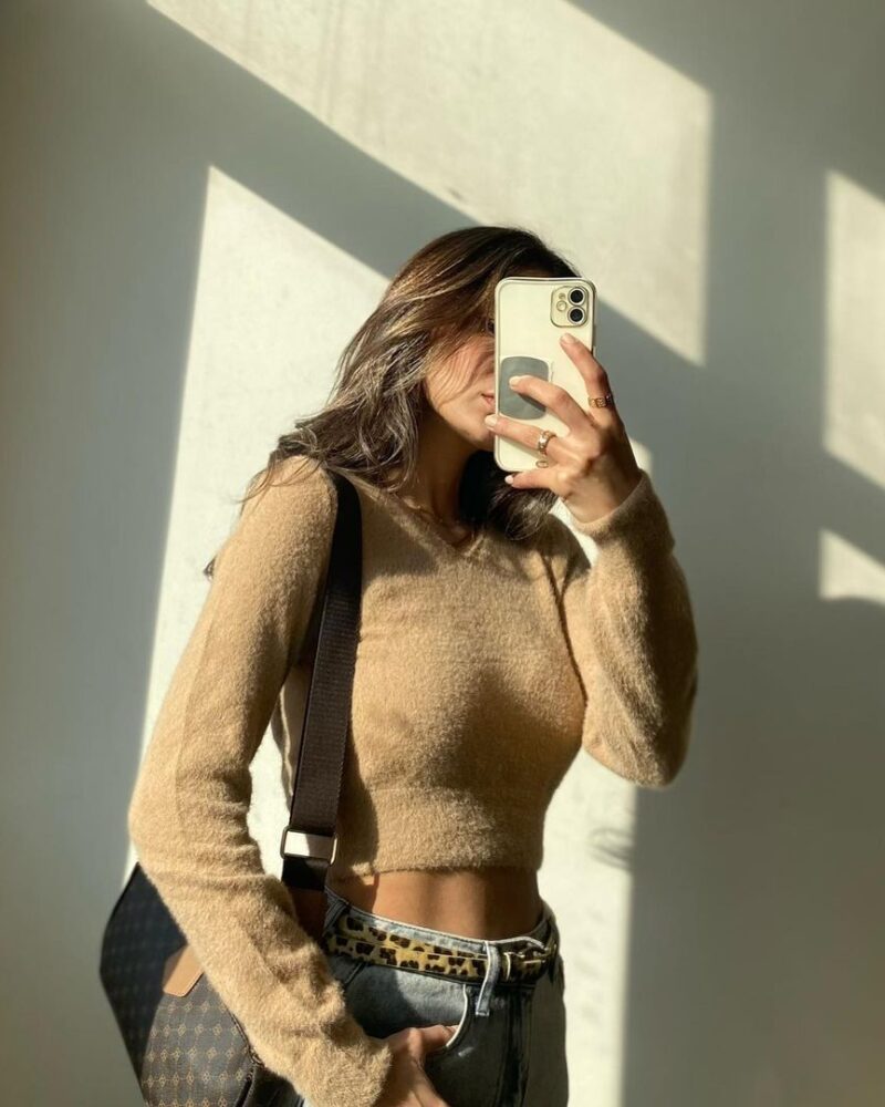 Kapüşonlu Peluş Camel Kazak